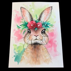 SALE!! Cottontail bunny painting handmade.   2